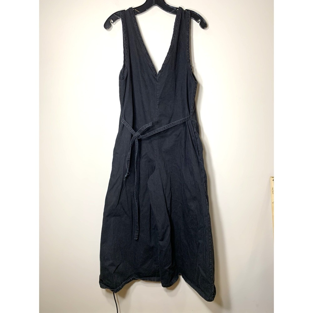 Asos Denim Jumpsuit‎ Womens 2 Black Wide Leg Cropped Loose Fit 90s Pockets